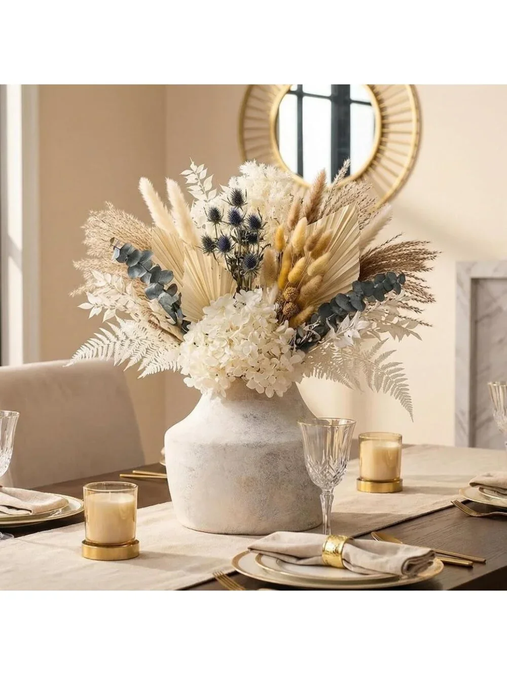 5.3 Inch Small Matte White Ceramic Farmhouse Vase With Handles For Living Room
